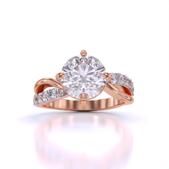 Ivana Jewels Rings Rose Gold / 14KT 2 Carat Round Cut Diamond Centre Solitaire Ring