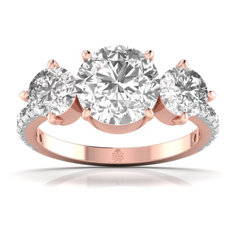 Ivana Jewels Rings Rose Gold / 14KT 2 Carat Three Stone Classic Ring