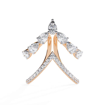 Ivana Jewels Rings Rose Gold / 14KT Asymmetrical Diamond Butterfly Ring