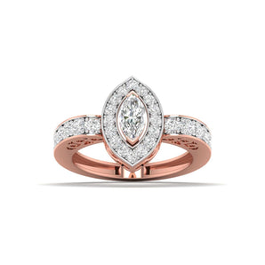 Ivana Jewels Rings Rose Gold / 14KT Delicate Marquise Diamond Engagement Ring