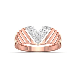 Ivana Jewels Rings Rose Gold / 14KT Diamond V Ring Rose Gold