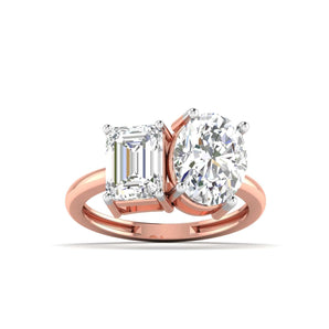 Ivana Jewels Rings Rose Gold / 14KT Emerald & Oval Engagement Ring
