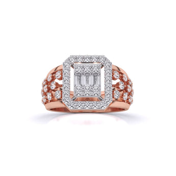 Ivana Jewels Rings Rose Gold / 14KT Fancy Baguette & Round Shape Diamonds Ring