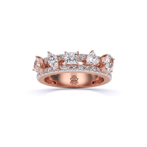 Ivana Jewels Rings Rose Gold / 14KT Fancy & Round Shape Diamonds Ladies Cocktail Ring
