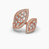 Ivana Jewels Rings Rose Gold / 14KT Marquise & Round Cut Diamond Leaf Style Ring