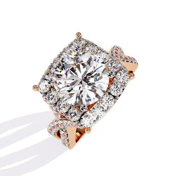 Ivana Jewels Rings Rose Gold / 14KT Milgrain Diamond Halo Engagement Ring