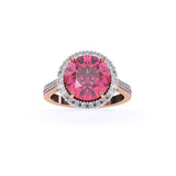 Ivana Jewels Rings Rose Gold / 14KT Pink Tourmaline Ring with Round Diamonds