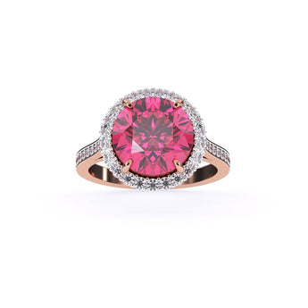 Ivana Jewels Rings Rose Gold / 14KT Pink Tourmaline Ring with Round Diamonds
