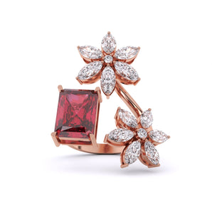 Ivana Jewels Rings Rose Gold / 14KT Ruby & Mixed Shape Diamonds Ring