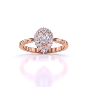 Ivana Jewels Rings Rose Gold / 14KT Simple Teardrop Halo Diamond Ring