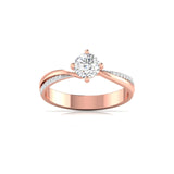 Ivana Jewels Rings Rose Gold / 14KT Solitaire Engagement Ring with Round Diamond and Hidden Accents