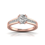Ivana Jewels Rings Rose Gold / 14KT Solitaire With Side Diamond Ring