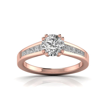 Ivana Jewels Rings Rose Gold / 14KT Solitaire With Side Diamond Ring