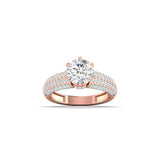 Ivana Jewels Rings Rose Gold / 14KT Stunning Solitaire Diamond Ring with Triple Row Pave