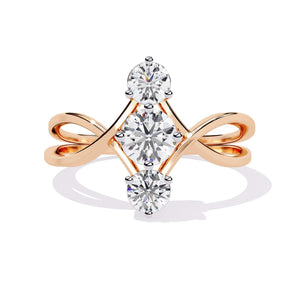 Ivana Jewels Rings Rose Gold / 14KT Trio Diamond Ring