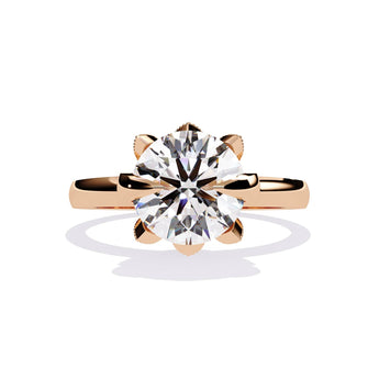 Ivana Jewels Rings Rose Gold / 14KT Wide Band Solitaire Diamond Ring