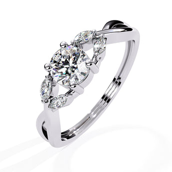 Ivana Jewels Rings Single Stone Diamond Ring with Side Stones