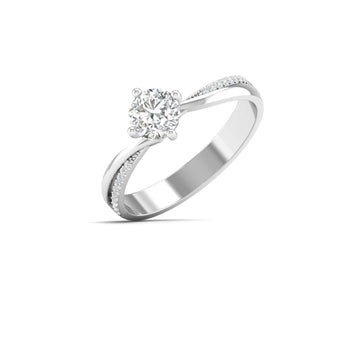 Ivana Jewels Rings Solitaire Engagement Ring with Round Diamond and Hidden Accents