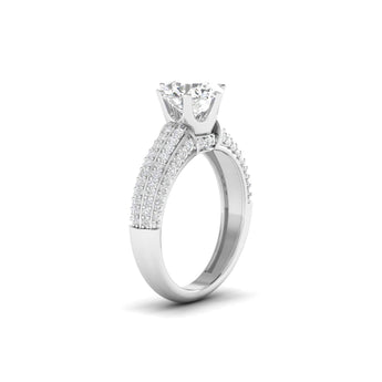 Ivana Jewels Rings Stunning Solitaire Diamond Ring with Triple Row Pave