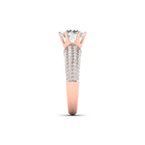 Ivana Jewels Rings Stunning Solitaire Diamond Ring with Triple Row Pave