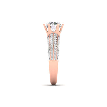 Ivana Jewels Rings Stunning Solitaire Diamond Ring with Triple Row Pave