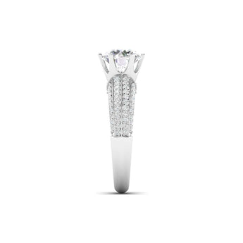 Ivana Jewels Rings Stunning Solitaire Diamond Ring with Triple Row Pave