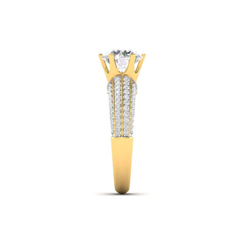 Ivana Jewels Rings Stunning Solitaire Diamond Ring with Triple Row Pave