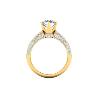 Ivana Jewels Rings Stunning Solitaire Diamond Ring with Triple Row Pave