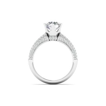 Ivana Jewels Rings Stunning Solitaire Diamond Ring with Triple Row Pave