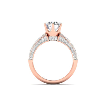 Ivana Jewels Rings Stunning Solitaire Diamond Ring with Triple Row Pave