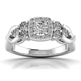 Ivana Jewels Rings White Gold / 14KT 0.50 Carat Solitaire Square Halo Diamond Ring
