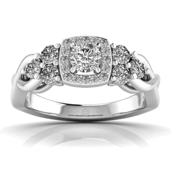 Ivana Jewels Rings White Gold / 14KT 0.50 Carat Solitaire Square Halo Diamond Ring