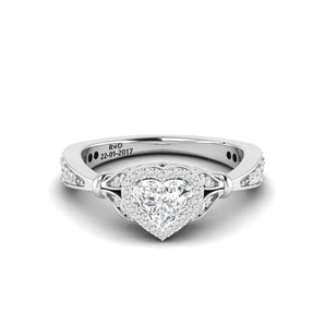 Ivana Jewels Rings White Gold / 14KT 0.56ct Round & Heart Diamond Halo Ring