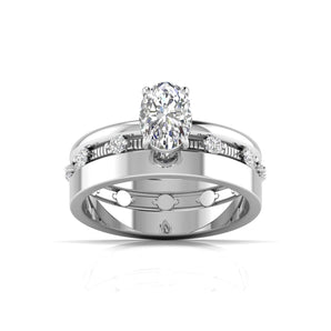 Ivana Jewels Rings White Gold / 14KT 1.01 Carat Centre Solitaire Oval Diamond Celestial Circle Ring