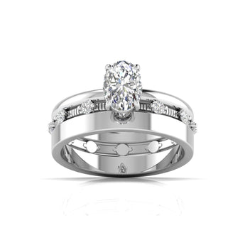 Ivana Jewels Rings White Gold / 14KT 1.01 Carat Centre Solitaire Oval Diamond Celestial Circle Ring
