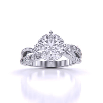 Ivana Jewels Rings White Gold / 14KT 2 Carat Round Cut Diamond Centre Solitaire Ring
