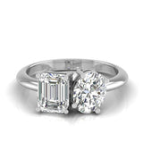 Ivana Jewels Rings White Gold / 14KT 2 Carat Solitaire Emerald & Oval Shape Diamonds Ring