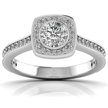 Ivana Jewels Rings White Gold / 14KT 70 Pointers Round Cut Solitaire Diamond Halo Ring