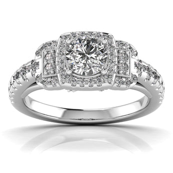 Ivana Jewels Rings White Gold / 14KT 80 Pointers Round Step Diamond Ring