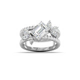 Ivana Jewels Rings White Gold / 14KT Bridal Emerald Cut Diamond Ring with Marquise Accents