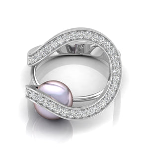 Ivana Jewels Rings White Gold / 14KT Double Halo Pearl Ring