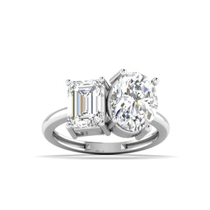 Ivana Jewels Rings White Gold / 14KT Emerald & Oval Engagement Ring