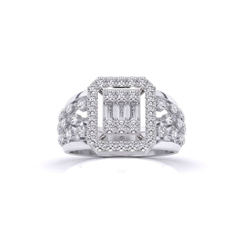 Ivana Jewels Rings White Gold / 14KT Fancy Baguette & Round Shape Diamonds Ring