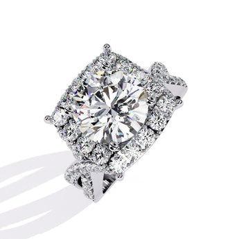 Ivana Jewels Rings White Gold / 14KT Milgrain Diamond Halo Engagement Ring