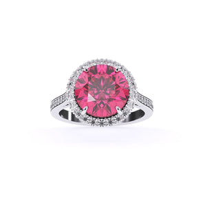 Ivana Jewels Rings White Gold / 14KT Pink Tourmaline Ring with Round Diamonds