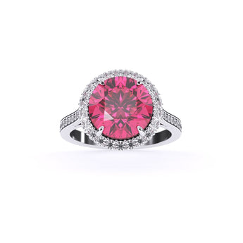 Ivana Jewels Rings White Gold / 14KT Pink Tourmaline Ring with Round Diamonds