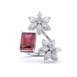 Ivana Jewels Rings White Gold / 14KT Ruby & Mixed Shape Diamonds Ring