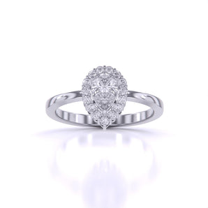 Ivana Jewels Rings White Gold / 14KT Simple Teardrop Halo Diamond Ring
