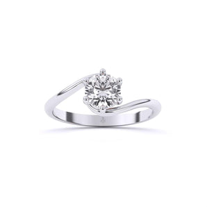 Ivana Jewels Rings White Gold / 14KT Simplicity Curve Solitaire Ring