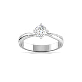 Ivana Jewels Rings White Gold / 14KT Solitaire Engagement Ring with Round Diamond and Hidden Accents